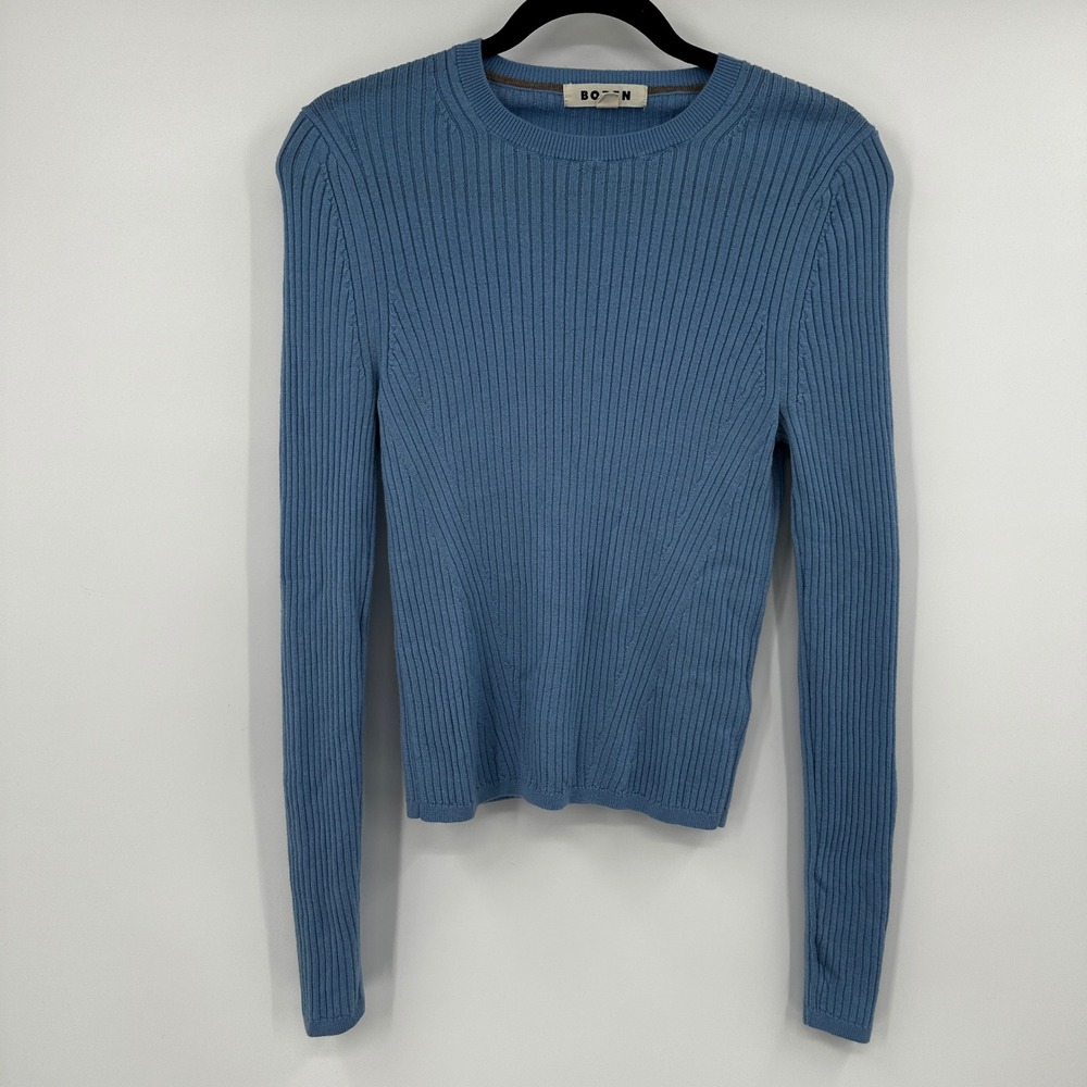 Boden Blue Ribbed Crew Neck Sweater